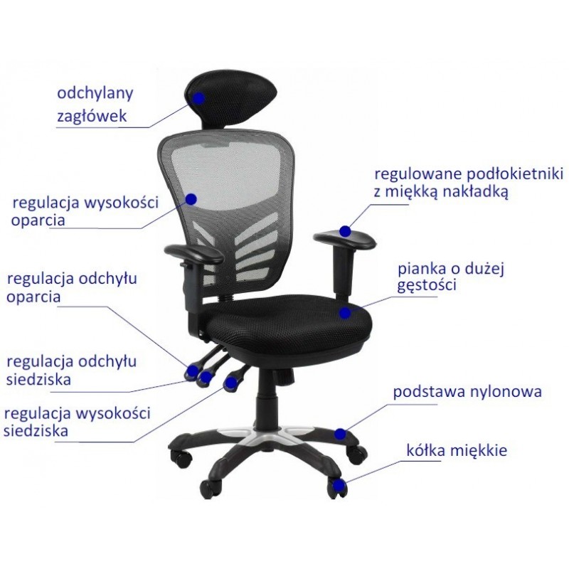 Fotel biurowy HG-0001H SZARY