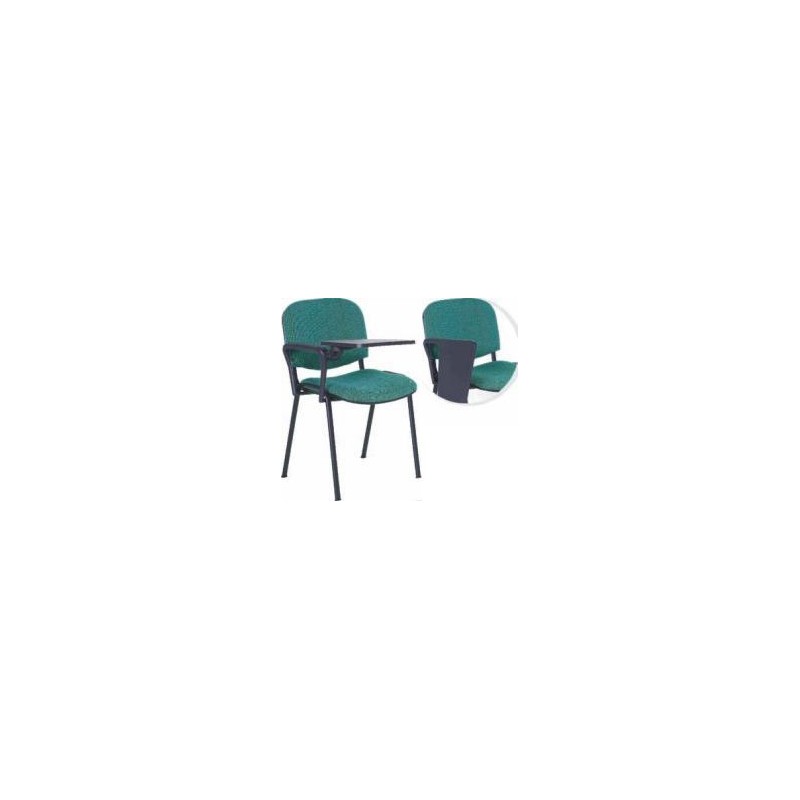 Krzesło ISO z pulpitem, tapicerowane, stelaż czarny, 1 podłokietnik